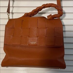 Lia Numa Terracotta Braided Woven Italian Genuine Leather Shoulder Crossbody Bag